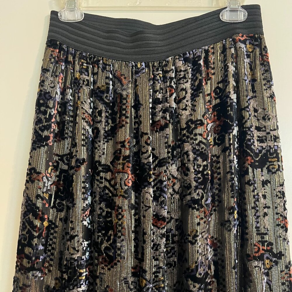 Gold and Velvet Print Maxi Skirt